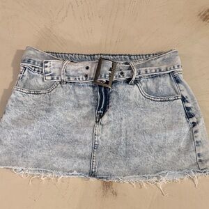 Rewash Micro Mini Belted Denim Skirt 3/26